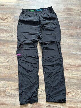 Convertible Jogger Cargo Pants, Buttoned Knees, Black (Size Small)